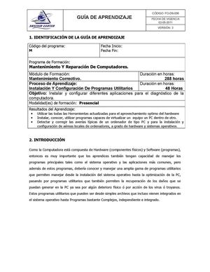 Guía de aprendizaje programas utilitarios