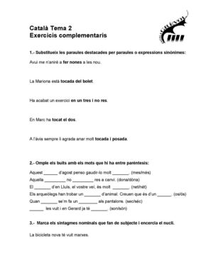 EXERCICIS COMPLEMENTARIS DE CATALÀ TEMA-2