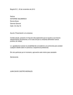 3° Carta de presentación a la empresa