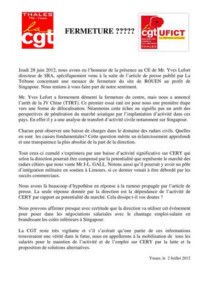tract fermeture CGT
