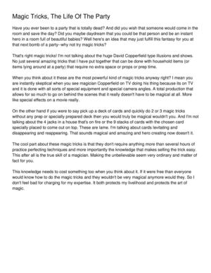 Magic Tricks, The Life Of The Party