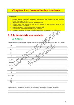 Chapitre 1 - L'ensemble des nombres