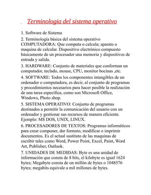 terminologia del sistema operativo