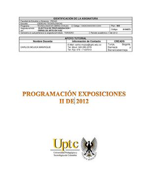 PROGRAMACION EXPOSICIONES OBRAS DE ARTE EN VIAS II 2012