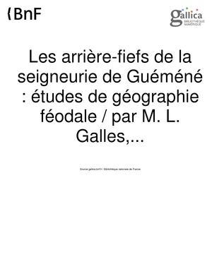 Seigneurerie de Guémené - Louis Galles - 1868