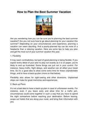 How to Plan the Best Summer Vacation