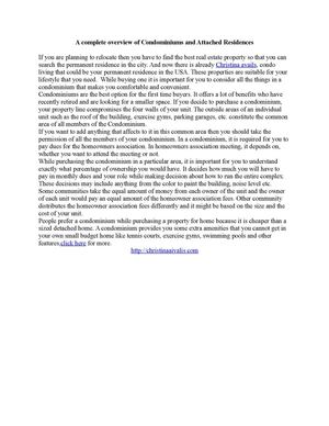 A complete overview of Condominiums and Attached Residences