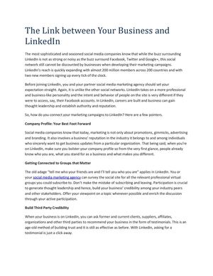 The Link between Your Business and LinkedIn