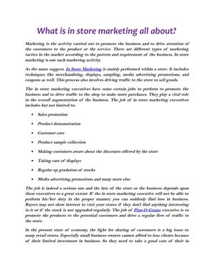 What is in store marketing all about?