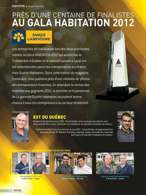 Finalistes Gala Habitation 2012 - Est du Québec