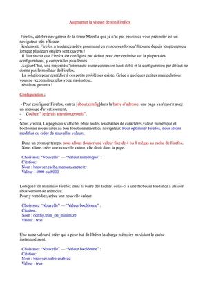 Augmenter la vitesse de son FireFox