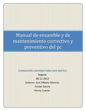 Manual de ensamble y mantenimiento
