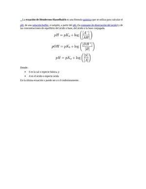 Biofísica - Ecuación de Henderson Hasselbach.