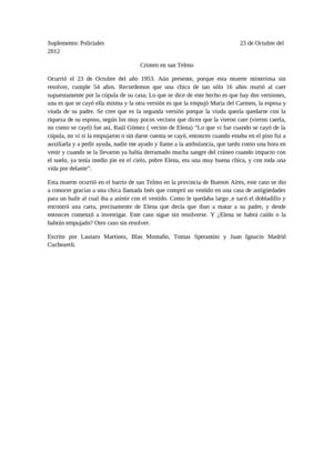 Octubre, un crimen. el crimen de San telmo