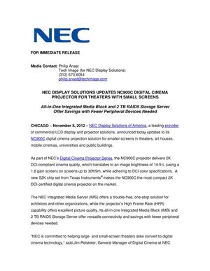 NEC DISPLAY SOLUTIONS UPDATES NC900C 