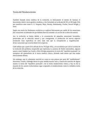 Biología - Teoría del Neodarwinismo.