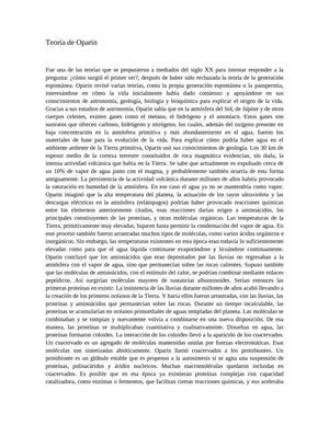 Biología - Teoría de Oparin.