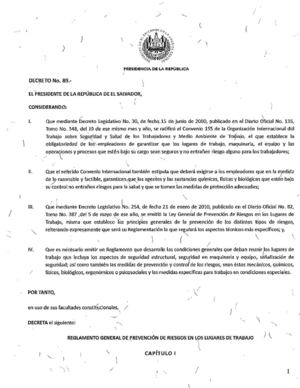 Decreto Ejecutivo No. 89, Reglamento General de Prevención de Riesgos en los Lugares de Trabajo