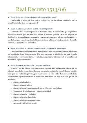 Real Decreto 1513 y LOE