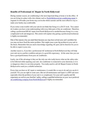 What Is The Benefits Of Hiring A Reliable HVAC Repair In North Hollywood