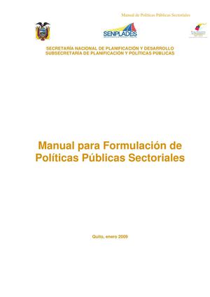 5. Manual Elaboración Pol. Púb. sectoriales. SENPLADES Ecuador