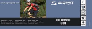 Sigma BC800 Manual