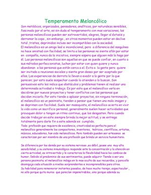 Temperamento Melancólico