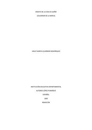 ensayo la vida es sueño