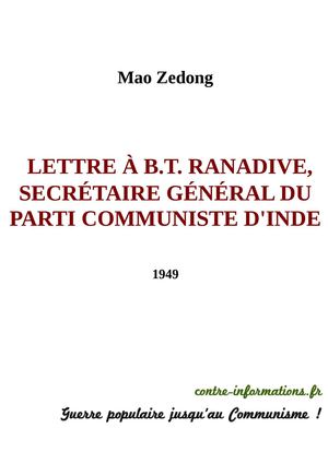 Calaméo - Mao Tsé-Toung : lettre à B.T. Ranadive, secrétaire général du ...