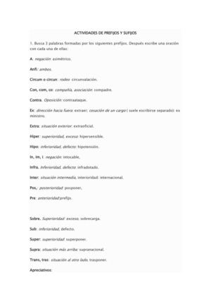 actividades de prefijos y sufijos