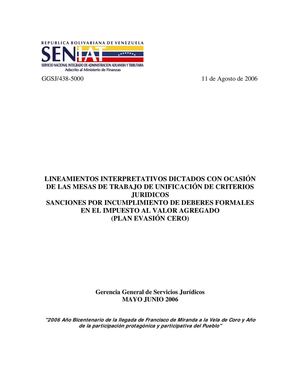 SENIAT LINEAMIENTOS IVA