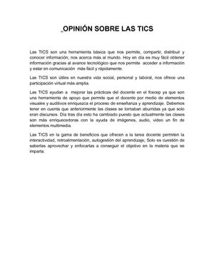 OPINIÓN SOBRE LAS TICS