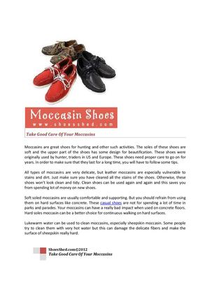 Take Good Care Of Your Moccasins