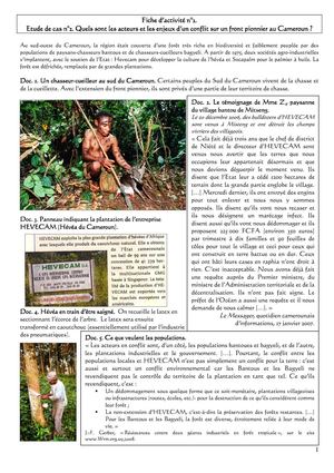 Fiche activité front pionnier au Cameroun