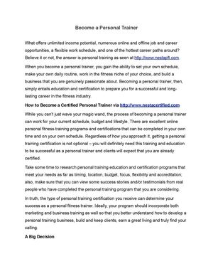 Become a Personal Trainer