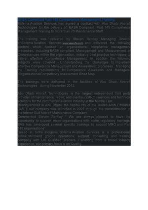 EASA Compliant Part 145 Competence Management Training