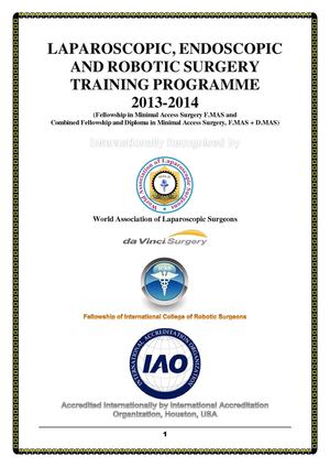 Prospectus of Laparoscopic Training at World Laparoscopy Hospital