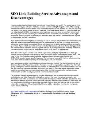SEO Link Building Service Advantages and Disadvantages