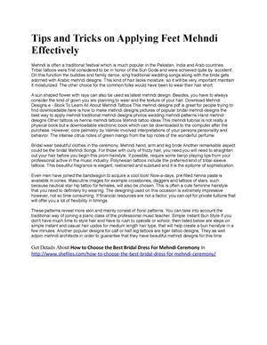 Tips and Tricks on Applying Feet Mehndi Effectively