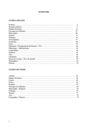 Catalogue des nouveautés / Livres - Janvier-Septembre 2012