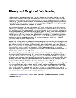 History and Origins of Pole Dancing