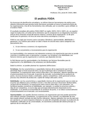 Lectura 1 Análisis FODA