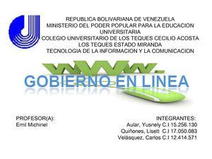 GOBIERNO ELECTRONICO EN VENEZUELA GRUPO 3 CULTCA