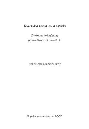Diversidad  sexual en la escuela, dinámicas pedagógicas para enfrentar la homofobia