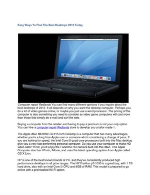 The Best Desktops Of 2012 - How To Choose The Right One