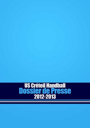 Dossier de Presse - US Créteil Handball