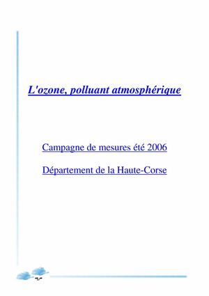 Rapport campagne ozone haute corse 