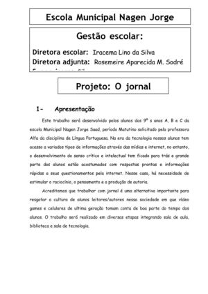 Projeto Jornal escolar