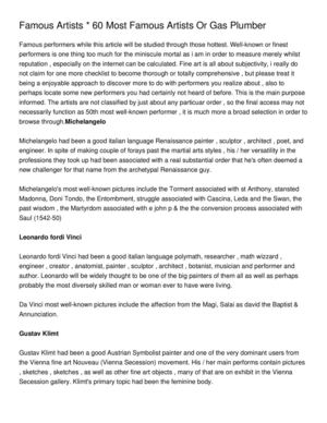 Famous Artists _ 60 Most Famous Artists Or Gas Plumber S