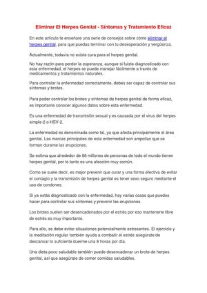 Eliminar El Herpes Genital - Síntomas y Tratamiento Eficaz